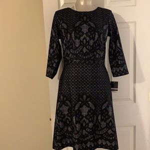 Gabby black over ivory patterned lace dress size size 6